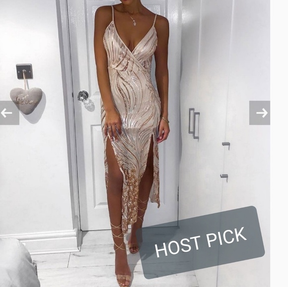 Final Sale!3 left!!sequin  thigh split strappy - Picture 2 of 5